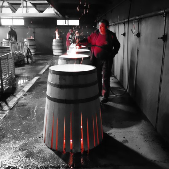Barrels being manufactured being heated