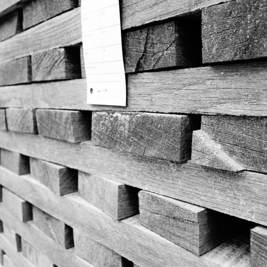 closeup of stacks of wood in Seasoning Yard